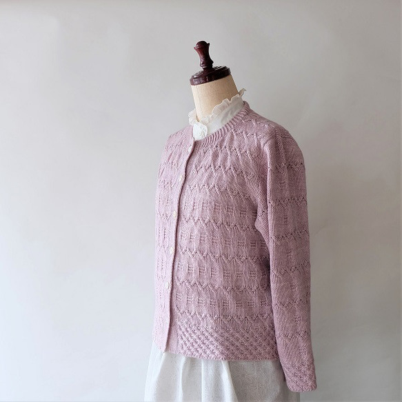 春秋季節の変わり目のカーディガンースモーキーピンク 10枚目の画像