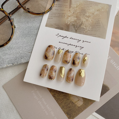 ｻｲｽﾞｵｰﾀﾞｰ/ﾈｲﾙﾁｯﾌﾟ/ニュアンス/べっ甲/推し活 ネイルチップ（つけ爪