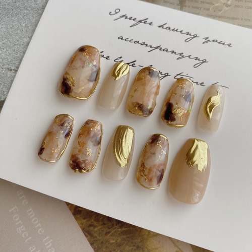 ｻｲｽﾞｵｰﾀﾞｰ/ﾈｲﾙﾁｯﾌﾟ/ニュアンス/べっ甲/推し活 ネイルチップ（つけ爪