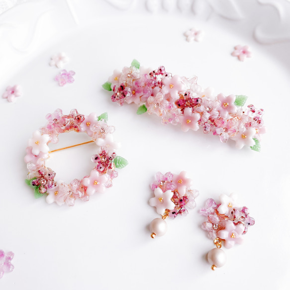 花曇桜＊さくらとスワロのバレッタ／ヘアクリップ 13枚目の画像