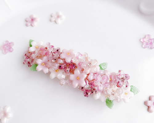 花曇桜＊さくらとスワロのバレッタ／ヘアクリップ バレッタ