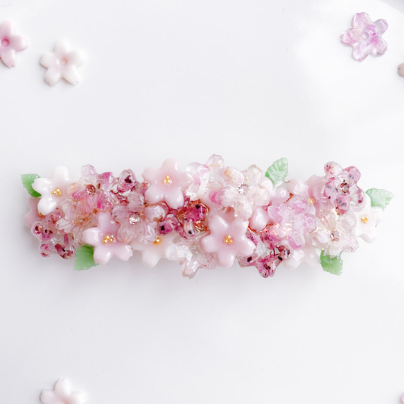 花曇桜＊さくらとスワロのバレッタ／ヘアクリップ 5枚目の画像