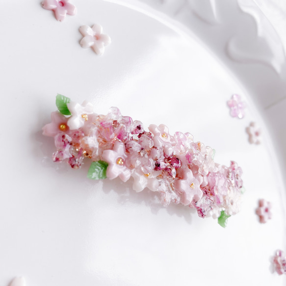 花曇桜＊さくらとスワロのバレッタ／ヘアクリップ 4枚目の画像