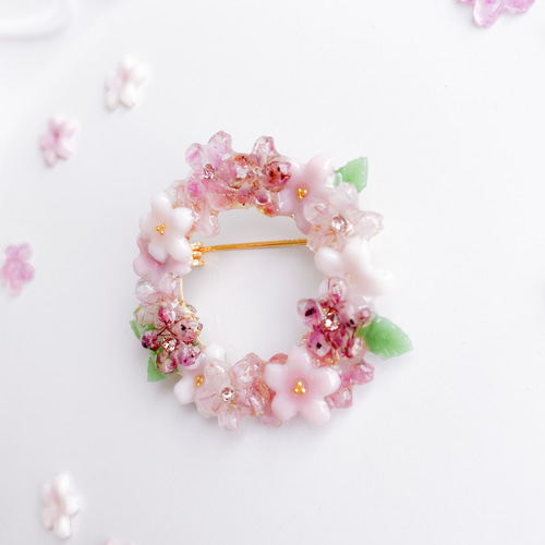 花曇桜＊さくらとスワロのブローチ／コサージュ コサージュ