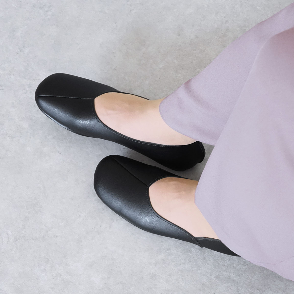 パンプス スクエアトゥ バレエシューズ 本革 柔らかい バレエ 3cmヒール クローバー株式会社 疲れない ぺたんこ フラットシューズ レディース スクエアトゥバレエシューズ リボン スクエアトゥのお散歩バレエ♪ (TULIP) 靴 日本製 【納期5～14日以内