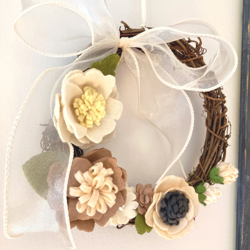 フェルトフラワーリース リース handmade chick 通販 15529505