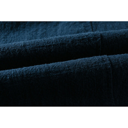 綿麻パンツ　中厚ロングパンツ　個性裾デザイン　ゆとりパンツ　ゴムウエスト　ネイビー　 S-LサイズL150NV 8枚目の画像