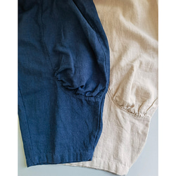 綿麻パンツ　中厚ロングパンツ　個性裾デザイン　ゆとりパンツ　ゴムウエスト　ネイビー　 S-LサイズL150NV 11枚目の画像