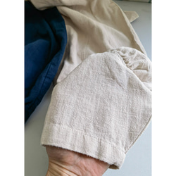 綿麻パンツ　中厚ロングパンツ　個性裾デザイン　ゆとりパンツ　ゴムウエスト　ネイビー　 S-LサイズL150NV 14枚目の画像