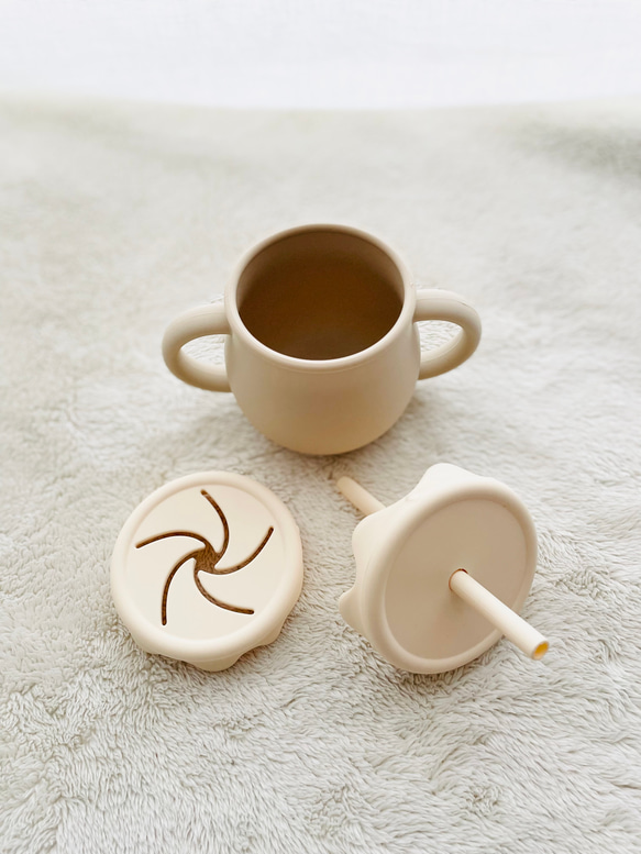 【セット】3way cup × くまさんストラップ　シリコンスナックカップ　ストローマグ　くまさん　出産祝い 14枚目の画像