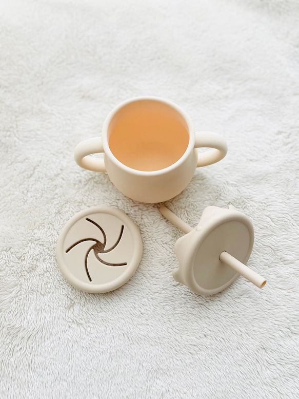 【セット】3way cup × くまさんストラップ　シリコンスナックカップ　ストローマグ　くまさん　出産祝い 11枚目の画像