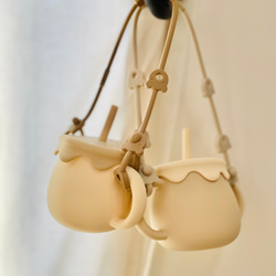 【セット】3way cup × くまさんストラップ　シリコンスナックカップ　ストローマグ　くまさん　出産祝い 3枚目の画像