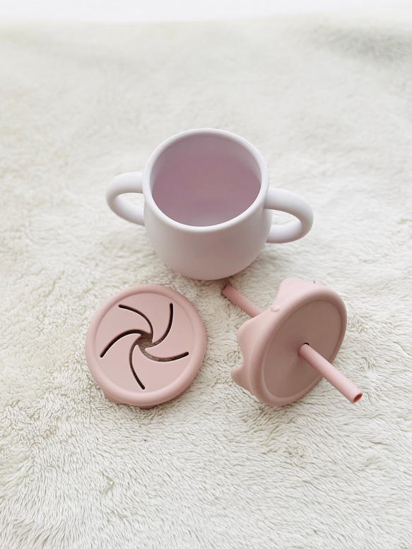 【セット】3way cup × くまさんストラップ　シリコンスナックカップ　ストローマグ　くまさん　出産祝い 13枚目の画像