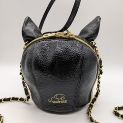 CHIGRACCI　Ture-tette「猫おつむ」ブラック　日本製リアルレザー　猫の頭型バッグ 4枚目の画像