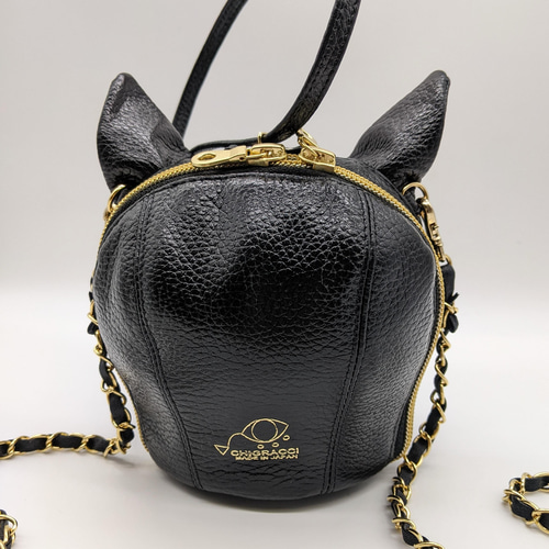 CHIGRACCI チグラッチ　ボディバッグ　猫バッグ　ブラック　レザー　猫 CHIGRACCI Ture-tette「猫おつむ」ブラック 日本製リアルレザー