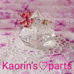 小さなジルコニアの桜のリング❀指輪❀フラワー/フリーサイズ 2枚目の画像