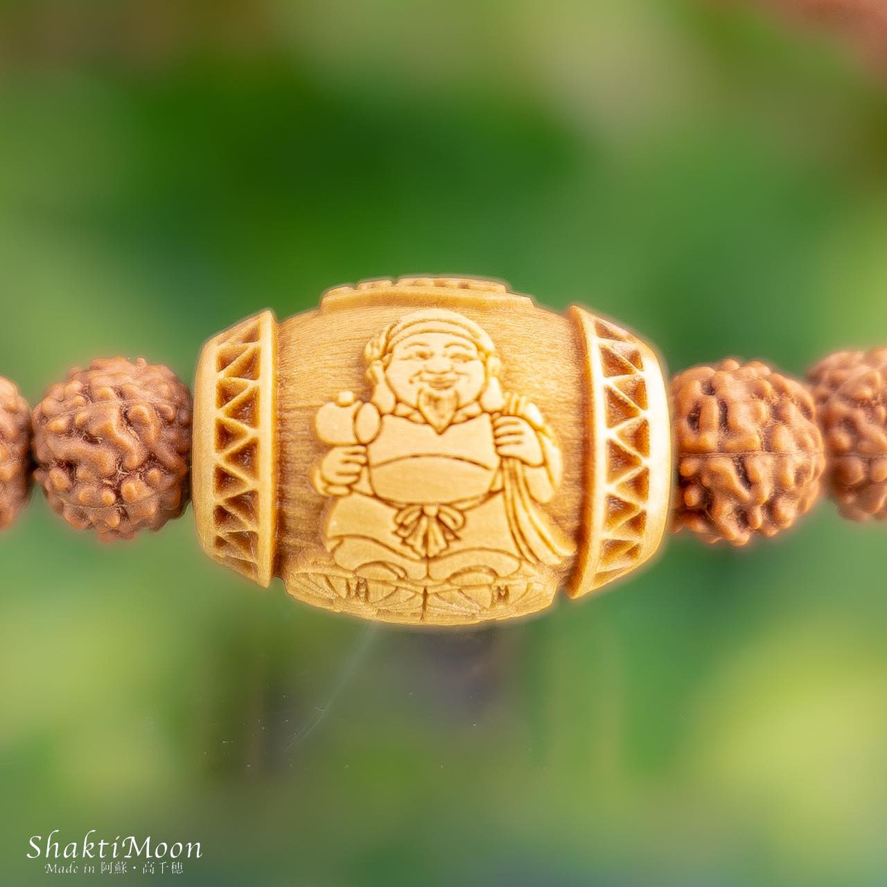【財福・商売繁盛のお守り！ 七福神 大黒天 樽16mm ひと粒神様ブレスレット】レア・希少！ルドラクシャ