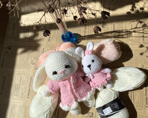 ハンドメイド 編みぐるみ ウサギちゃん あみぐるみ 美咲Crochet 通販