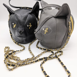 CHIGRACCI　Ture-tette「猫おつむ」グレー　日本製リアルレザー　猫の頭型バッグ 11枚目の画像