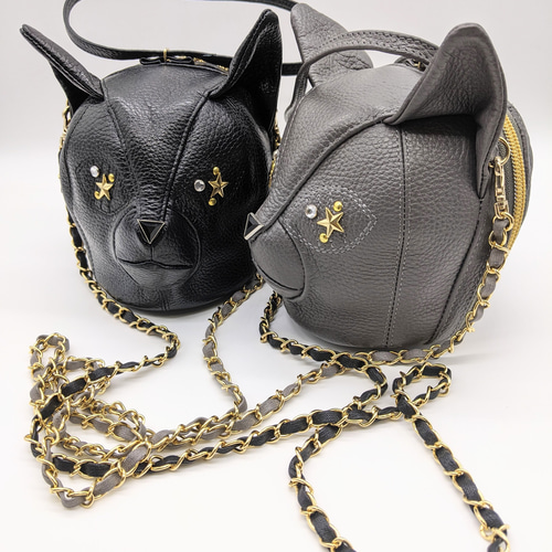 CHIGRACCI Ture-tette「猫おつむ」グレー 日本製リアルレザー 猫 CHIGRACCI Ture-tette「猫おつむ」グレー 日本製リアルレザー 猫