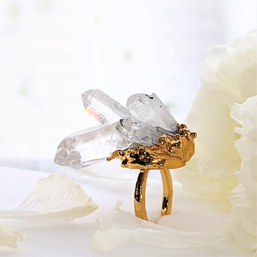 トマスゴンサガ水晶クラスターリング エレクトロフォーミング 指輪