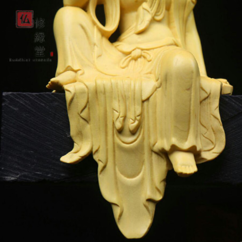 極上彫 木彫り 仏像 自在観音菩薩座像 柘植材 仏教工芸 精密彫刻 極上彫 木彫り 仏像 自在観音菩薩座像 柘植材 仏教工芸 精密彫刻
