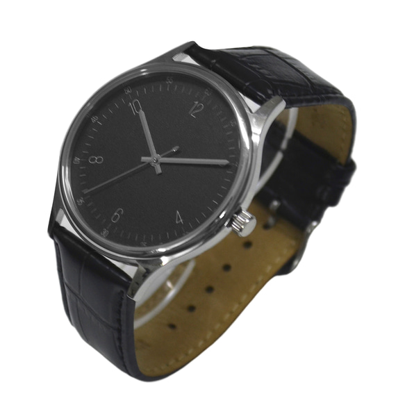 簡約手錶 大錶盤 數字 黑色錶面 男裝錶 全球免運 第2張的照片