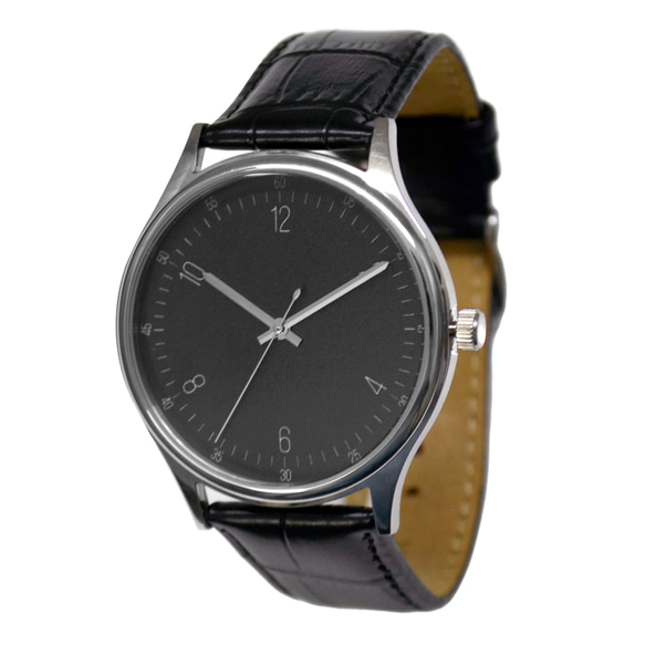 簡約手錶 大錶盤 數字 黑色錶面 男裝錶 全球免運 第1張的照片
