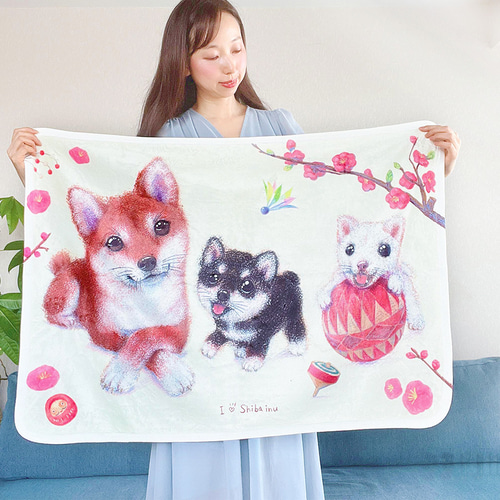 柴犬モチーフのひざ掛け ハンドメイド f0b9ead30eaacf73537dabee71c213