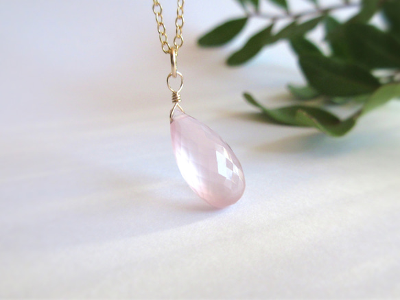 高品質】14mm美粒「ローズクォーツ」マイクロカット14kgf・K10