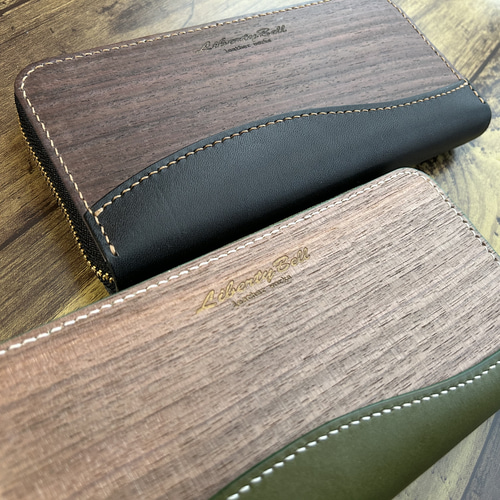 【リアルウッド天然木】ラウンドファスナーロングウォレット【栃木レザー】 リアルウッド天然木】ラウンドファスナーロングウォレット【栃木レザー】