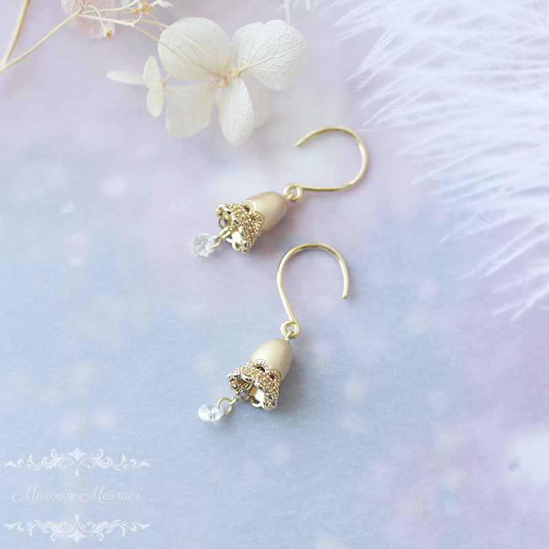 風鈴　ピアス　フックピアス　ノンホールピアス　ジルコニア　S925 14kgf