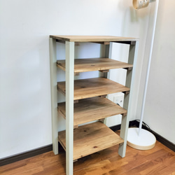 ウッドラック 4段 シャビーホワイト 棚 収納 4段ラック 木製ラック