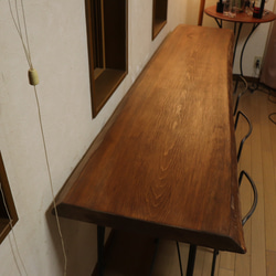 厚60激安目玉品w1865 一枚板ヒノキカウンターテーブル カフェダイニングテーブル　　店舗什器　アンティーク風 2枚目の画像