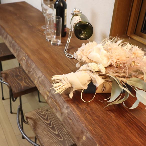 厚60激安目玉品w1865 一枚板ヒノキカウンターテーブル カフェダイニングテーブル　　店舗什器　アンティーク風 14枚目の画像
