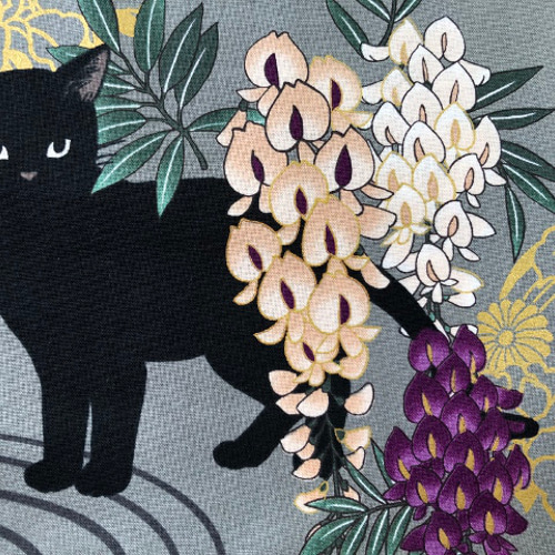 セール 百華繚蘭 新作 M~3L程 猫 チュニック 綿100 藤と黒猫 両