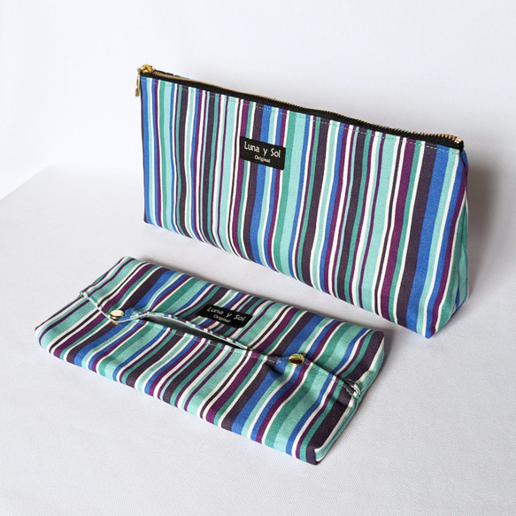 ゆったり横長マチ付きポーチ＋ボックスティッシュ詰め替えケースセット  