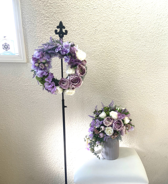 生花以上　花色−hanairo−の造られた花【パープルのアレンジメント】おっきなsize 8枚目の画像