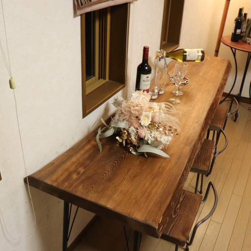 厚57激安目玉品w1800 一枚板ヒノキカウンターテーブル カフェ