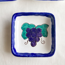 【4枚セット】角皿 12cm SPN001  マヨリカ焼き イタリア陶器 小皿 取り皿　フルーツ 3枚目の画像