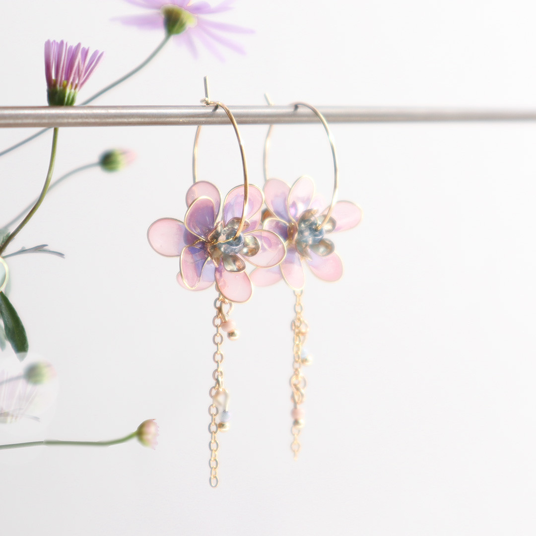 春待つ花耳飾り　ピンク