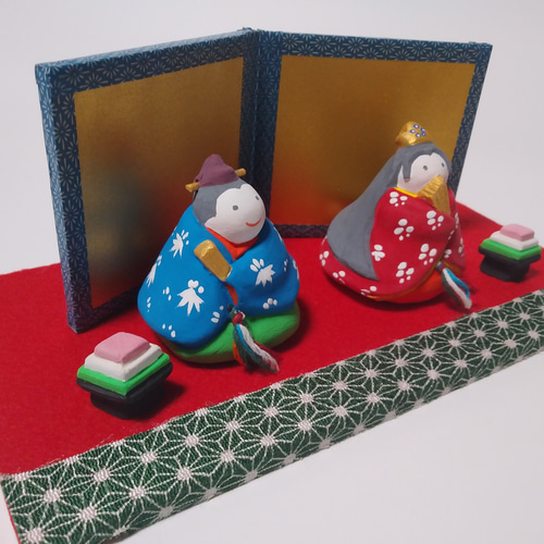 雛人形 　素焼き   色付けハンドメイド 雛人形 素焼き 色付けハンドメイド