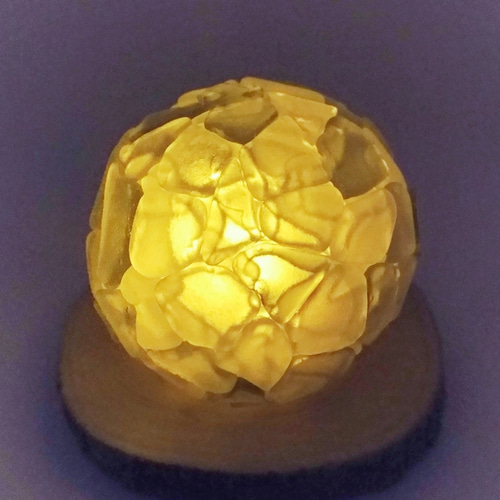 シーグラスランプ オーダー】シーグラスのまんまるランプシェード ライトブルー