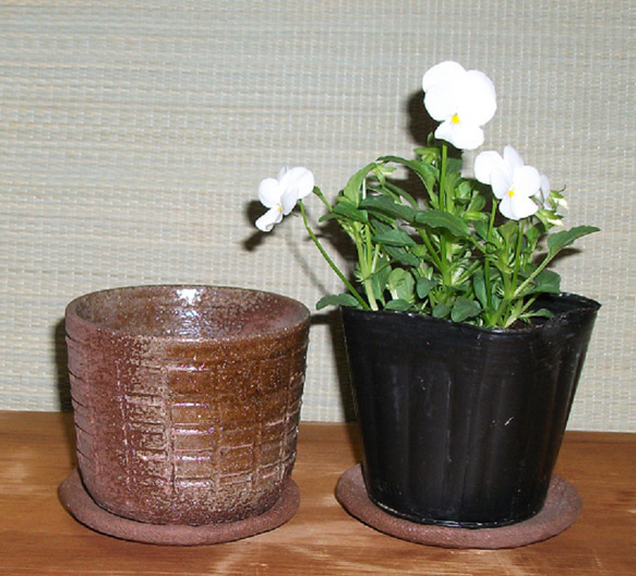 バーゲン Red soil flower pot 植木鉢 ミニ 焼締め 送料２割引き 陶宝石アクセサリー1個進呈! 10枚目の画像