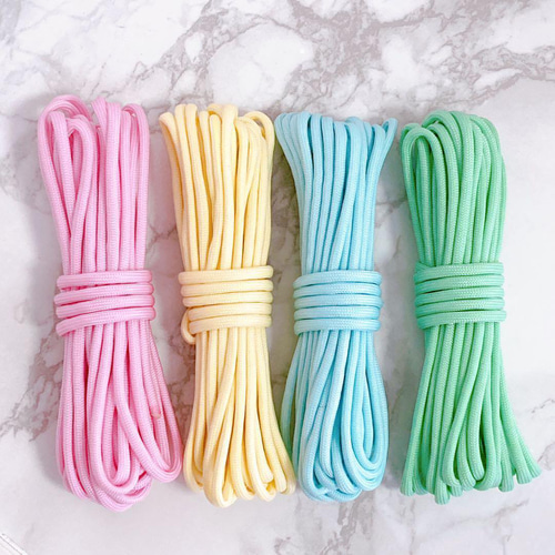 春色 シャーベットカラー パステル パラコード 4mm7芯 6m 4本 ひも