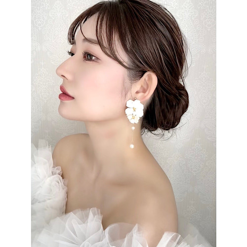 1M☆セットヘッドドレス・イヤリング/ピアス 花ブライダルヘアアクセサリー髪飾り