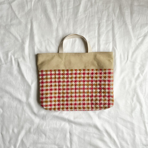 赤とベージュのチェック 入園入学セット 3点セット 入園グッズ 通園