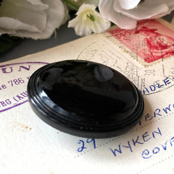 【送料無料】1個 1930s チェコ製 アンティーク ヴィンテージ 黒ガラスボタン 素材 [EY8469] 3枚目の画像