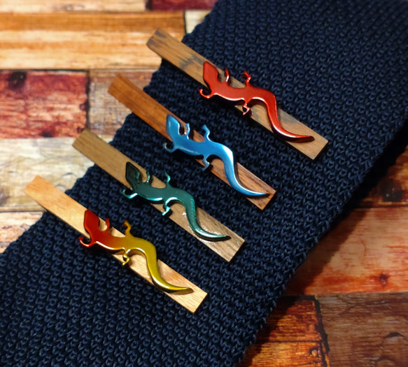 木製&アクリル ネクタイピン トカゲ タイピン・カフス gowa 通販