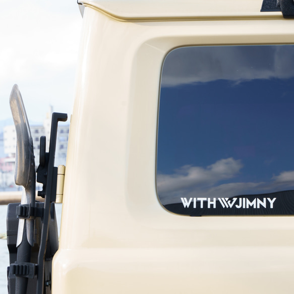 ジムニー jimny ステッカー /WITH JIMYワイドロゴカッティングステッカー : ホワイト/ブラック：Lサイズ 7枚目の画像